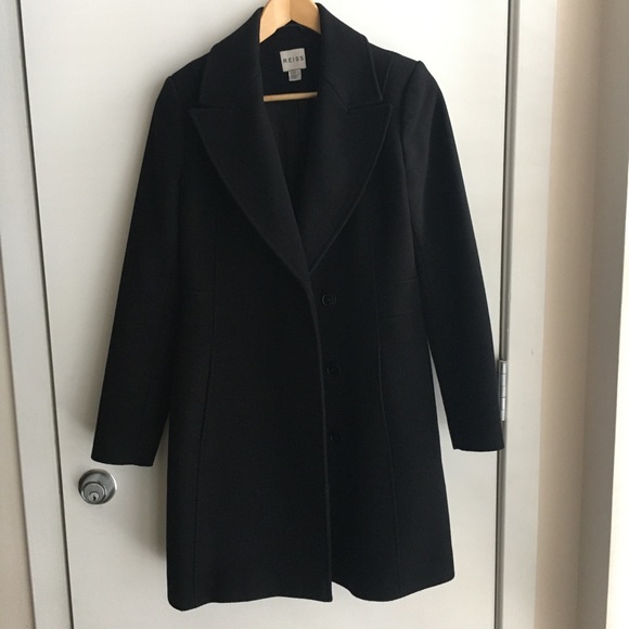 Reiss Sesto Wool-Blend Coat in Black | Medium - Picture 5 of 10